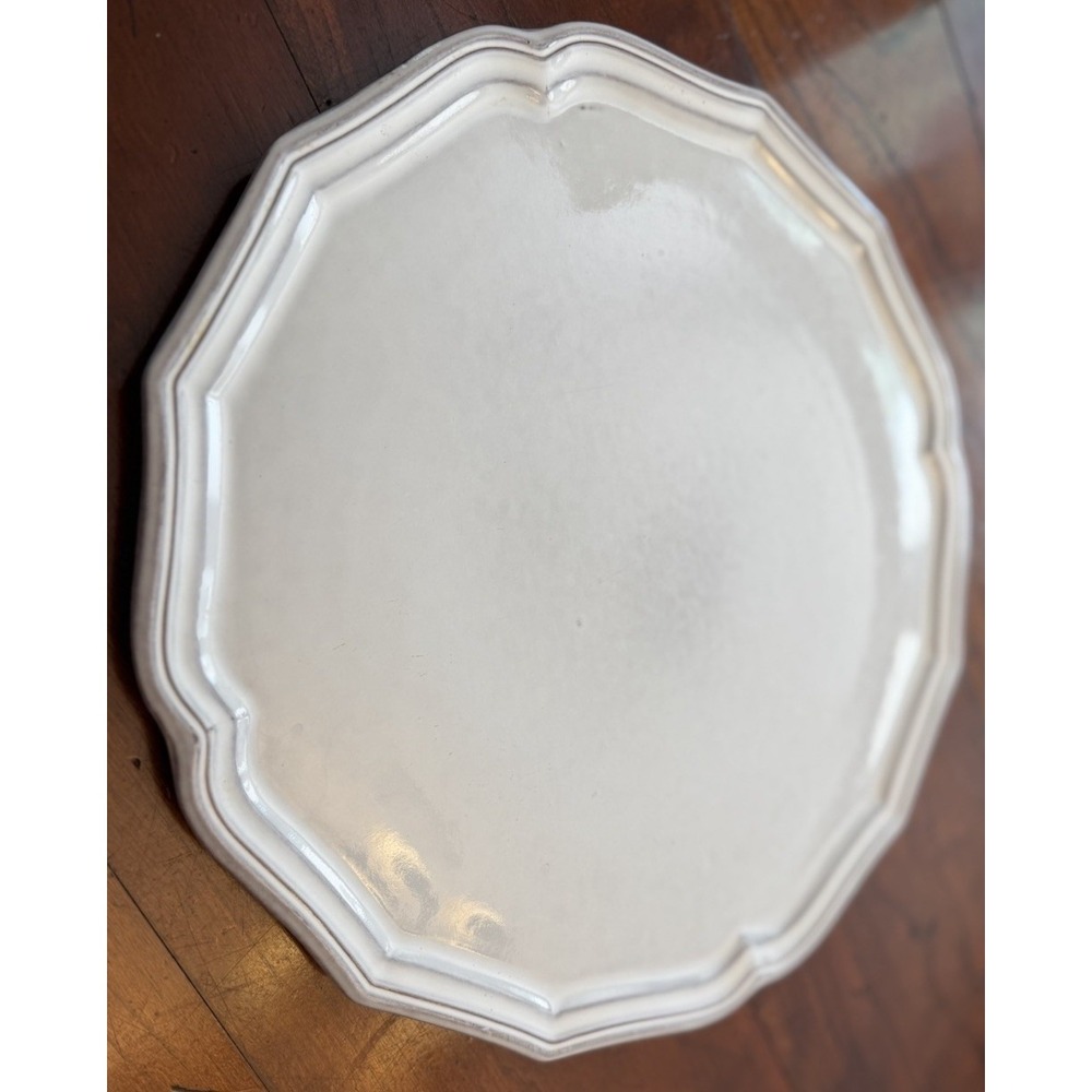 Handcrafted Studio Pottery Scalloped Platter Cream White Organic Ceramic Tray